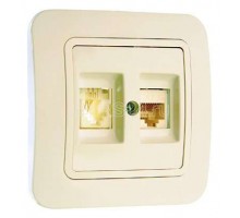 Розетка Lillium 16А IP20 CAT5e+TF евро крем/крем Makel 70237