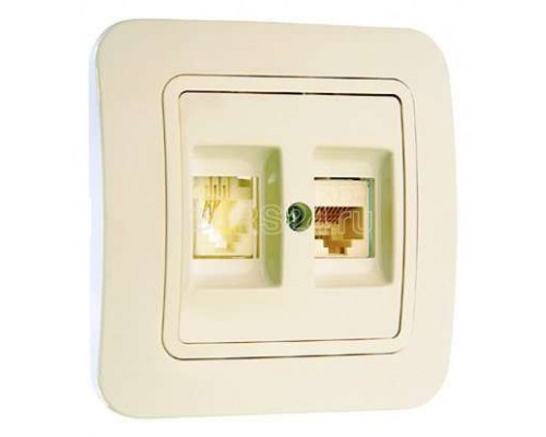 Розетка Lillium 16А IP20 CAT5e+TF евро крем/крем Makel 70237