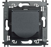 Розетка LivingLight 2К+3 с защ. крышкой и суппортом антрацит Leg BTC L4141MAP