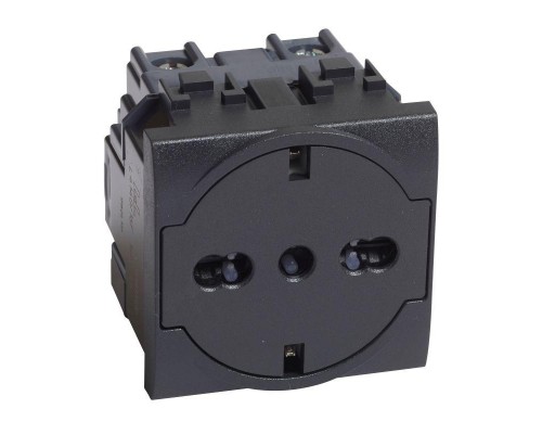Розетка LivingLight 2К+З 16А 250В антрацит Leg BTC L4140/16F