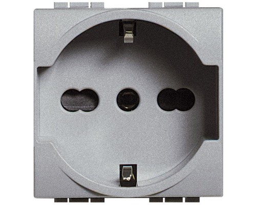 Розетка LivingLight 2мод. с заземл. алюм. Leg BTC NT4140