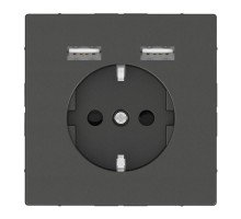 Розетка MERTEN SDL Schuko с 2 USB c зарядным устройством 2.4А антрацит SchE MTN2366-6034