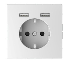 Розетка MERTEN SDL Schuko с 2 USB c зарядным устройством 2.4А бел. лотос SchE MTN2366-6035