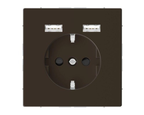 Розетка MERTEN SDL Schuko с 2 USB c зарядным устройством 2.4А мокко SchE MTN2366-6052