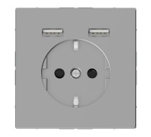 Розетка MERTEN SDL Schuko с 2 USB c зарядным устройством 2.4А нерж. сталь SchE MTN2366-6036