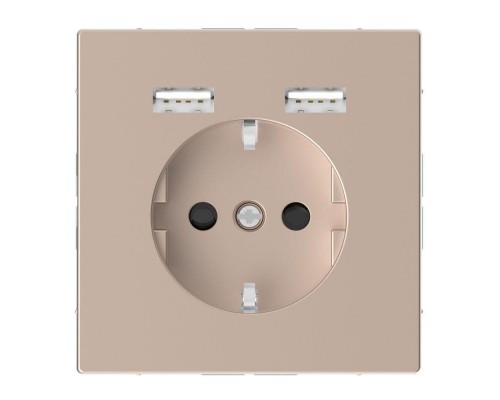 Розетка MERTEN SDL Schuko с 2 USB c зарядным устройством 2.4А шампань SchE MTN2366-6051