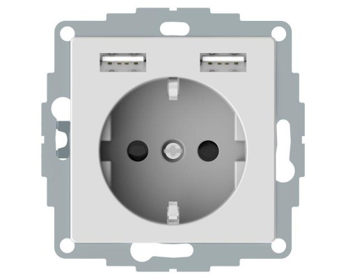 Розетка MERTEN SM Schuko с 2 USB c зарядным устройством 2.4А актив. бел. SchE MTN2366-0325