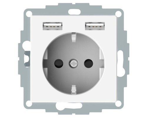 Розетка MERTEN SM Schuko с 2 USB c зарядным устройством 2.4А бел. SchE MTN2366-0319