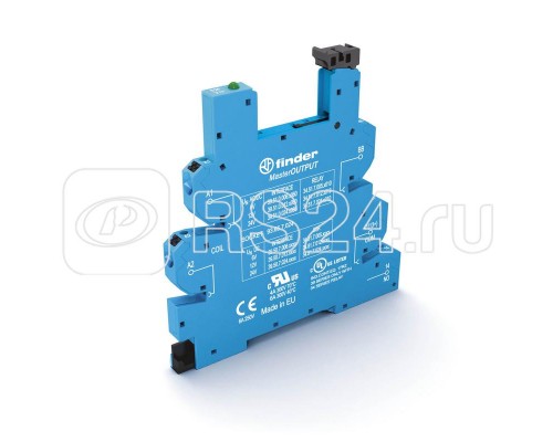 Розетка MasterOUTPUT с безвинт. клеммами Push-in для реле 34 серии 125В AC/DC в комплекте пластик. клипса опции: LED FINDER 93650125