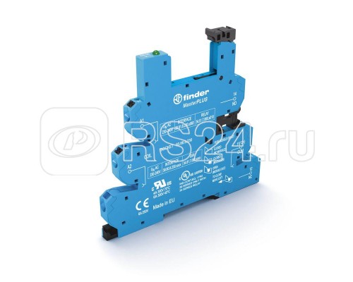 Розетка MasterPLUS с безвинт. клеммами Push-in для реле 34 серии 230-240В AC/DC подавление утечки тока в комплекте пластик. клипса опции: LED FINDER 93663230