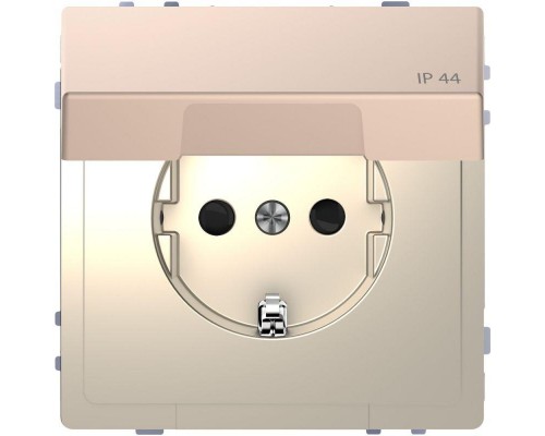 Розетка Merten D-Life 16А с защ. крышкой с заземл. IP44 SD шампань SchE MTN2314-6051