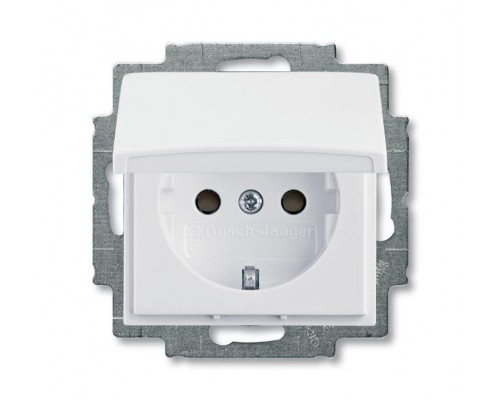 Розетка SCHUKO 16А 250В с защ. шторками с крышкой basic 55 альп. бел. ABB 2CKA002111A0654