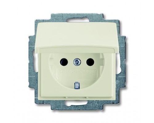 Розетка SCHUKO 16А 250В с защ. шторками с крышкой basic 55 chalet-бел. ABB 2CKA002111A0656
