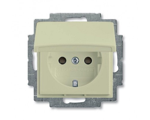 Розетка SCHUKO 16А 250В с защ. шторками с крышкой basic 55 сл. кость ABB 2CKA002111A0652