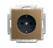 Розетка Schuko 16А 250В Династия с LED подсвет. латунь античная ABB 2CKA002013A5399