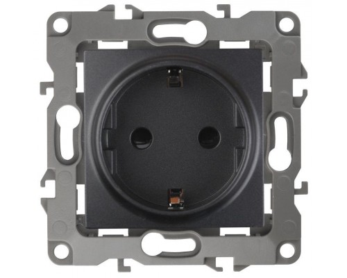 Розетка Schuko 16АХ-250В 2P+E 12-2101-05 антрацит ЭРА Б0014679