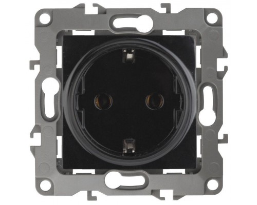 Розетка Schuko 16АХ-250В 2P+E 12-2101-06 черн. ЭРА Б0014680