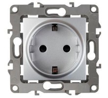 Розетка Schuko 16АХ-250В 2P+E без монтаж. лапок 12-2001-03 алюм. ЭРА Б0014683