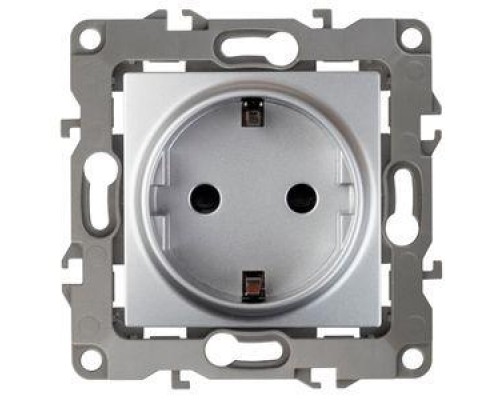 Розетка Schuko 16АХ-250В 2P+E без монтаж. лапок 12-2001-03 алюм. ЭРА Б0014683