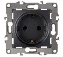 Розетка Schuko 16АХ-250В 2P+E без монтаж. лапок 12-2001-05 антрацит ЭРА Б0014685