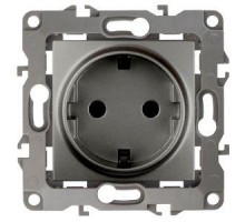 Розетка Schuko 16АХ-250В 2P+E без монтаж. лапок 12-2001-12 графит ЭРА Б0019307