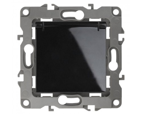 Розетка Schuko 16АХ-250В 2P+E с защ. крышкой защ. шторки 12-2103-06 черн. ЭРА Б0014698