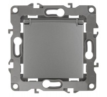 Розетка Schuko 16АХ-250В 2P+E с защ. крышкой защ. шторки 12-2103-12 графит ЭРА Б0019327