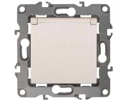Розетка Schuko 16АХ-250В 2P+E с защ. крышкой защ. шторки сл. кость (10/100/3 12-2103-02 сл. кость ЭРА Б0014694