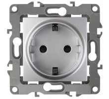 Розетка Schuko 16АХ-250В 2P+E защ. шторки 12-2102-03 алюм. ЭРА Б0014689