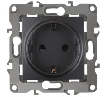 Розетка Schuko 16АХ-250В 2P+E защ. шторки 12-2102-05 антрацит ЭРА Б0014691
