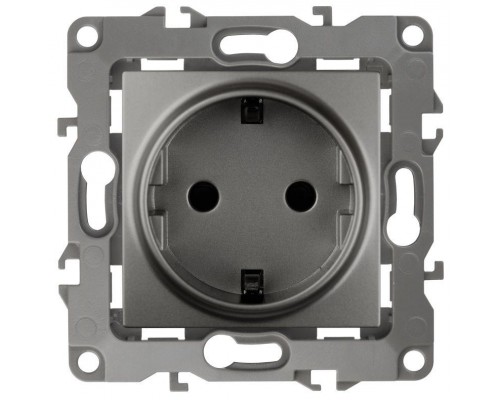 Розетка Schuko 16АХ-250В 2P+E защ. шторки 12-2102-12 графит ЭРА Б0019323