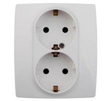 Розетка Schuko 16АХ-250В 2х2P+E защ. шторки 12-2104-01 бел. ЭРА Б0014699
