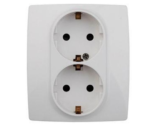 Розетка Schuko 16АХ-250В 2х2P+E защ. шторки 12-2104-01 бел. ЭРА Б0014699