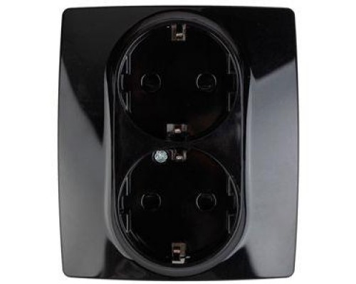 Розетка Schuko 16АХ-250В 2х2P+E защ. шторки 12-2104-06 черн. ЭРА Б0014704