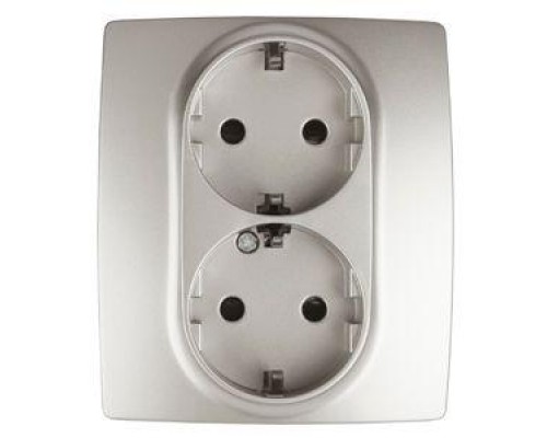 Розетка Schuko 16АХ-250В 2х2P+E защ. шторки 12-2104-15 перламутр ЭРА Б0019334