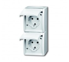 Розетка Schuko 2-м ОП Ocean 16А 250В верт. IP44 альп. бел. ABB 2CKA002084A0710