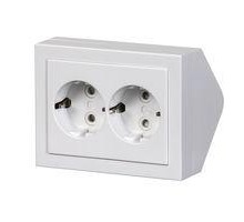 Розетка Schuko 2-м угловая алюм. ABB 2TKA00001612