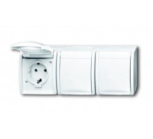 Розетка Schuko 3-м ОП Ocean 16А 250В IP44 альп. бел. ABB 2CKA002084A0712