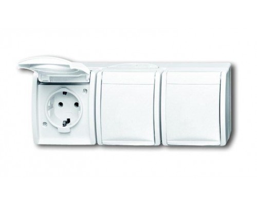 Розетка Schuko 3-м ОП Ocean 16А 250В IP44 альп. бел. ABB 2CKA002084A0712