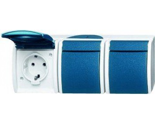 Розетка Schuko 3-м ОП Ocean 16А 250В IP44 сер./син./зел. ABB 2CKA002084A0725