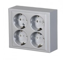 Розетка Schuko 4-м Impressivo для накладного монтажа алюм. ABB 2TKA00001615