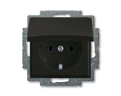 Розетка Schuko Basic 55 16А 250В с защ. крышкой черн. ABB 2CKA002018A1499