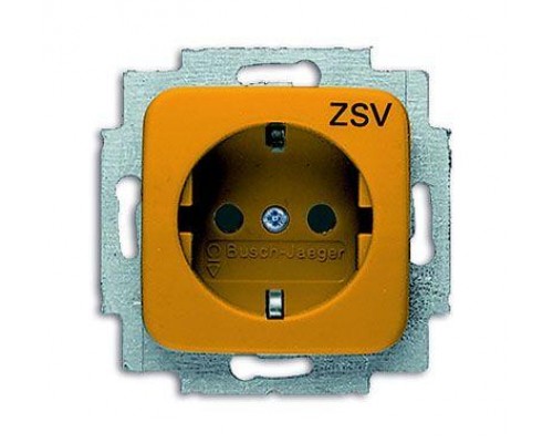 Розетка Schuko Busch-Duro 2000 SI 16А 250В центральная плата и суппорт оранж. ABB 2CKA002011A2233