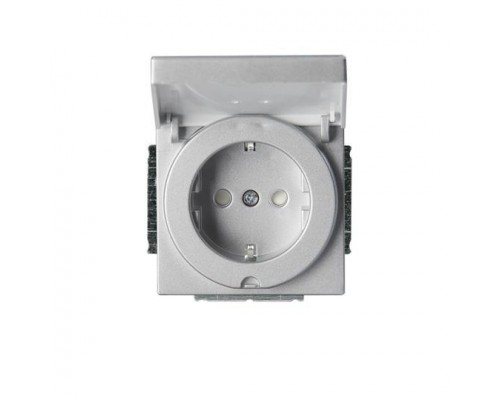 Розетка Schuko Impressivo 16А 230В IP21/44 с защ. крышкой алюм. ABB 2TKA00000437