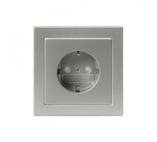 Розетка Schuko Impressivo 16А 230В в комплекте с рамкой алюм. ABB 2TKA00000439