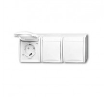 Розетка Schuko Ocean 16А 250В с защ. крышкой защ. шторки безвинт. клеммы IP44 бел. ABB 2CKA002084A0724