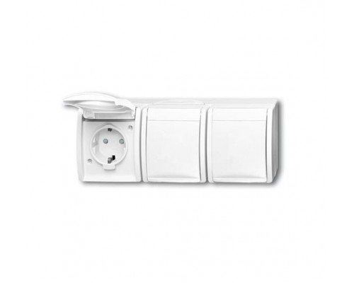 Розетка Schuko Ocean 16А 250В с защ. крышкой защ. шторки безвинт. клеммы IP44 бел. ABB 2CKA002084A0724