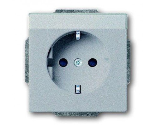 Розетка Schuko Solo/future 16А 250В с полем для надписи серебристо-алюм. ABB 2CKA002011A3810