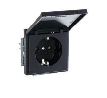 Розетка Schuko Solo/future 16А 250В с защ. крышкой черн. бархат ABB 2CKA002018A1495