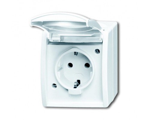 Розетка Schuko ОП Ocean 16А 250В IP44 альп. бел. ABB 2CKA002083A0846